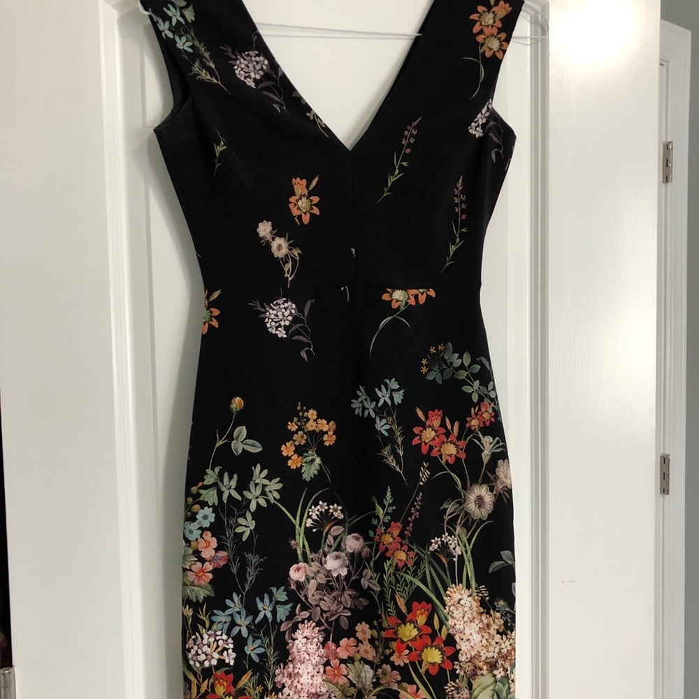Zara fitted  black floral dress Small